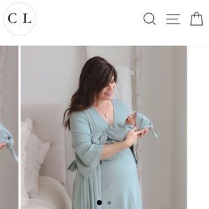 CADEN LANE - SEA SALT - RIBBED BAMBOO KNIT MATERNITY ROBE - ONE SIZE
